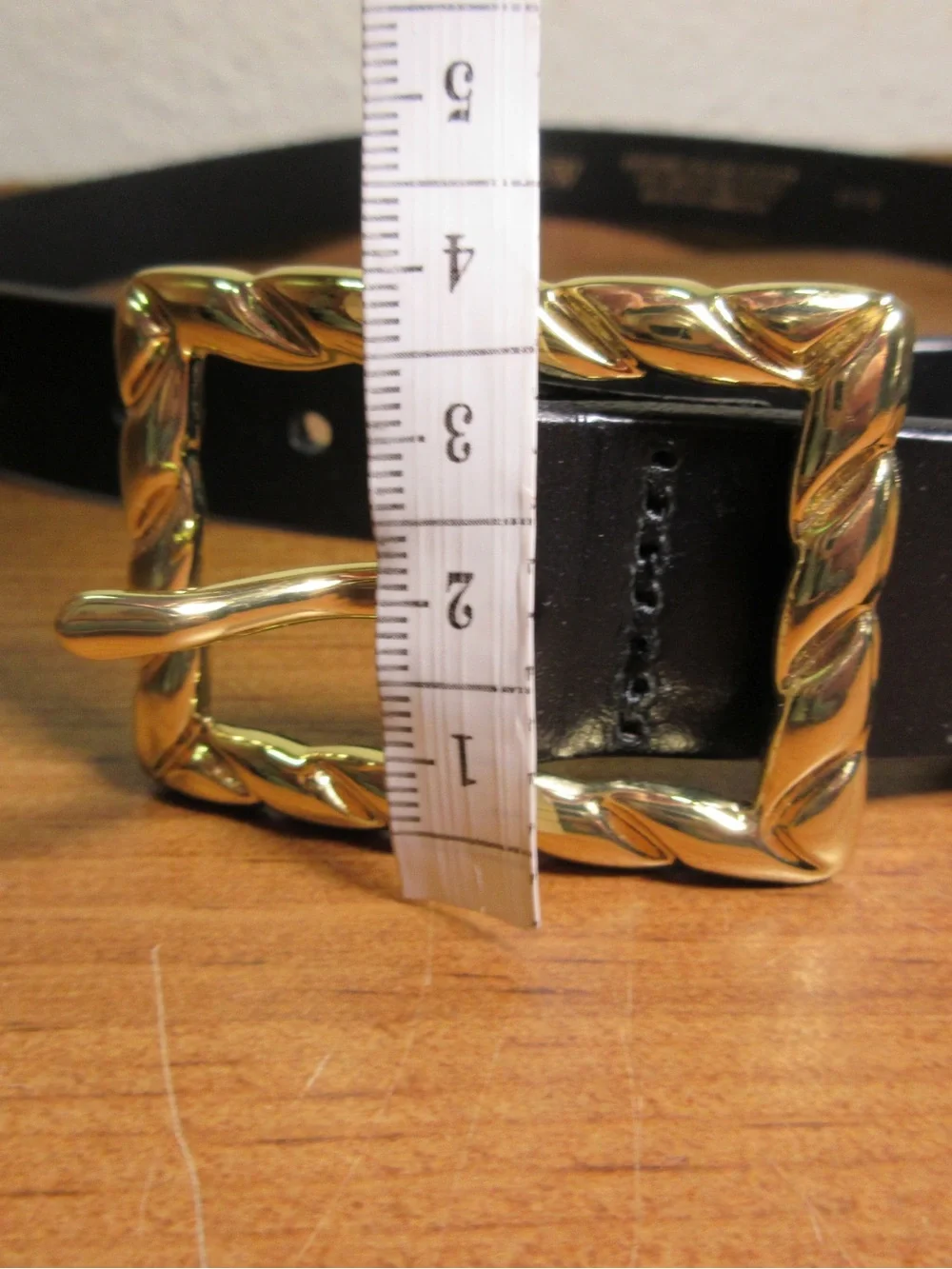 J. Crew Black Leather Belt with Gold Twisted Buckle